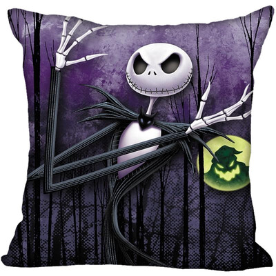 

Nightmare Before Christmas Pillow Cover Bedroom Home Office Decorative Pillowcase Square Zipper Pillow Cases Satin Fabric No Fade