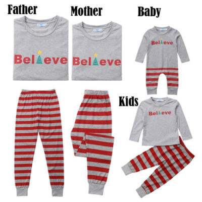 

Christmas Family Matching Santa Pajamas Set Women Kids Sleepwear Nightwear PJS