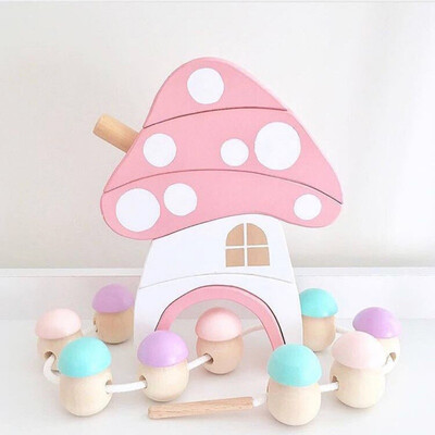 

Childrens Toys Mushroom Rainbow Blocks Baby Early Education Model Construction Toys Home Decoration Blocks