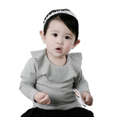 

Baby Girl Shirt Fashion Ruffle O Neck Long Sleeve Basic Cotton T-shirt Kids Clothes