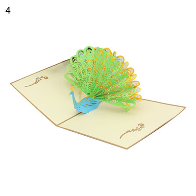 

3D Pop Up Greeting Card Hollow Peacock Design Birthday Anniversary Easter Card