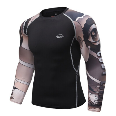 

Toponeto Mens Breathable Long Sleeve Yoga Fitness Print Sport Soft T-Shirt Top Blouse