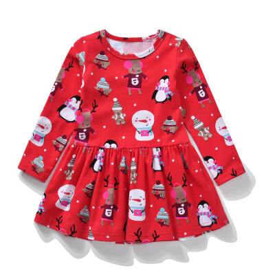 

Kids Dress girl Christmas Clothes Baby Girl Clothes Long Sleeve Cartoon Dress Autumn Winter Cotton Princess Dresses