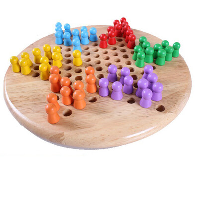 

Developing Intelligence Educational Toy 2 in 1 Wooden Chinese Checkers Gobang Board Game Set