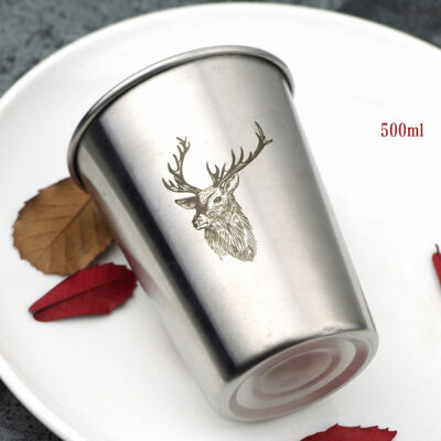 

500ml Simple Stainless Steel Juice Beer Water Cup Unbreakable Stackable Pint Mugs Juice Mug Coffee Cup Drinking Cups