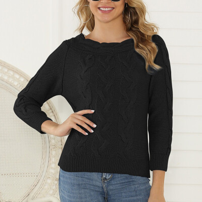 

Tailored Women Casual Solid Color Pullover long Sleeve Loose Knitted Sweater Tops