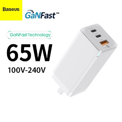 

Xiaomi Baseus GaN Charger 65W BS-C915 USB QC30 PD20 Travel Charger Type-C Portable Charger Adapter Fast Charger For Notebook Tab
