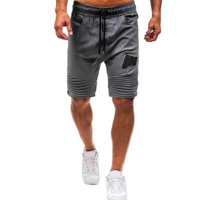 

Tailored Men Summer Casual Elastic Joggings Sport Solid Baggy Pockets Short Pant