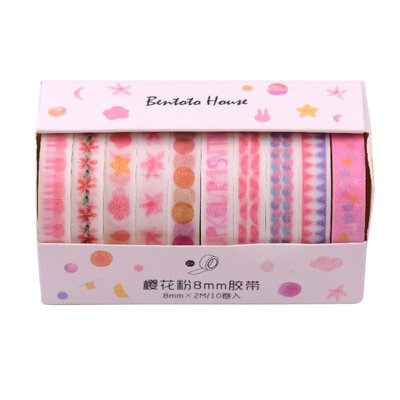 

Washi Japanese Paper Tapes Scrapbooking Tape Rolls Lovely Design 10pcsset for Arts Journals Decoration DIY Gift Packaging