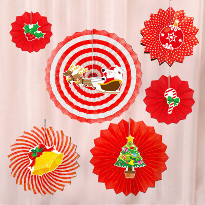 

Toponeto 6 Pcs DIY Christmas Party Hanging Paper Fans Decorations Xmas Santa Party Hangin