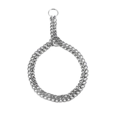 

panDaDa Silver Pet Dog Pinch Collars Solid Training Iron Double Row Chain Collar 405060cm