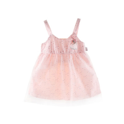 

Summer Fashion Baby Girl Dress White Pink Sleeveless Cartoon Rabbit Decoration Baby Dress Mesh Casual Princess Kids\ Clothing