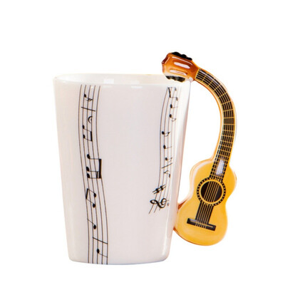 

Mugs Creative Guitar Shape Coffee Mug Personality Notes Porcelain Cup Colorful Package Home Office Essential Mugs