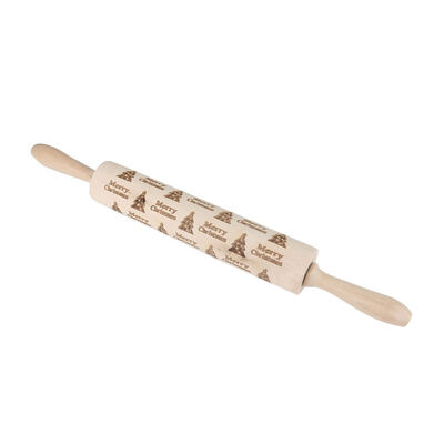 

Merry Christmas Tree Engraved Wooden Roller Dough Pastry Pizza Noodle Biscuit Tools Baking Bake Roasting Wood Rolling Pin