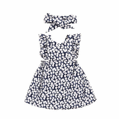 

New Baby Girls Dress Sets Kids Floral Pattern Dresses Casual Flare Sleeve Tutu Sundress With Headband
