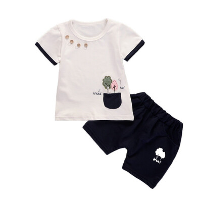 

Summer Born Baby Boys Solid Printing Short Sleeve T-shirt Shorts Trousers Children Boys