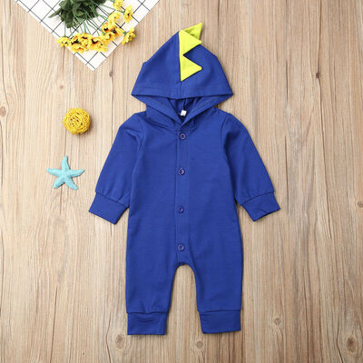 

Newborn Infant Baby Boy Girl Kids Dinosaur Hooded Romper Jumpsuit Clothes Outfit