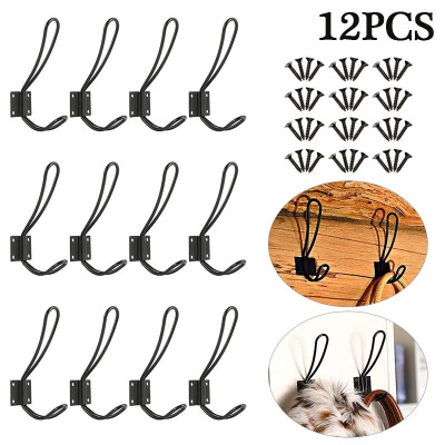 

12Pcs Decorative Black Wall Coat Bag Hook Rack Clothes Hangers with Screws for Bathroom or Kitchen