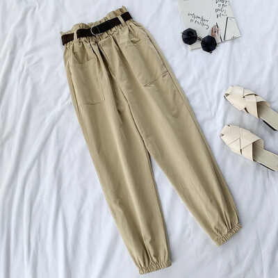 

Wild Casual Loose Women Pants Fashion High Waist Straight Pants Solid Color Pocket Decoration Autumn Womens Ankle-length Pants