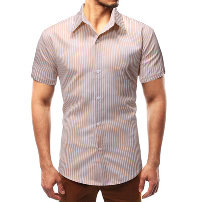 

Tailored Fashion Mens Summer Slim Casual Striped Button Short-sleeved Shirt Top Blouse