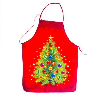 

Christmas Apron Tree Deer Snowman Printing Ornaments Christmas Apron Big Pocket Brief Fabric Kitchen Baking Cooking Bib Apronfor