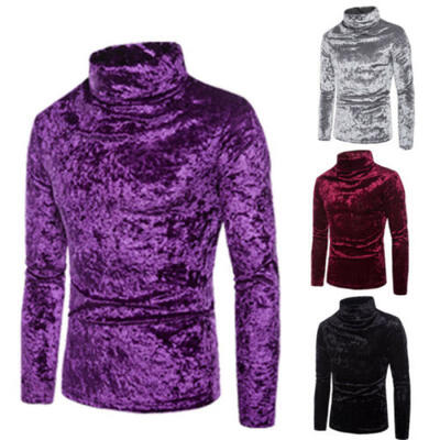 

Winter Warm Men Turtleneck T Shirt Pullover Long Sleeve Male Velvet Tee Tops
