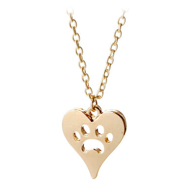 

Women Fashion Cute Jewelry Creative Hollow Love Dog Claw Necklace Heart-shaped Sweater Chain