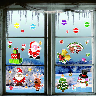 

Christmas PVC Snowman Refrigerator Sticker Festival Home Decor DIY Wall Sticker Removable Door Murals Decorative Wall Stickers