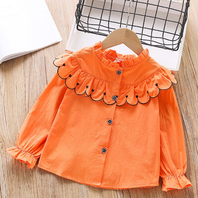 

4 Color Long Sleeve Tops Baby Girls Clothes Cute White Blouse Kid Shirts Autumn Shirts Girls Clothes Yellow Children Blouse