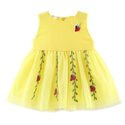 

Summer Girls Dress Cute Sweet Fashion Novel Dress Sleeveless Cotton Princess Dress