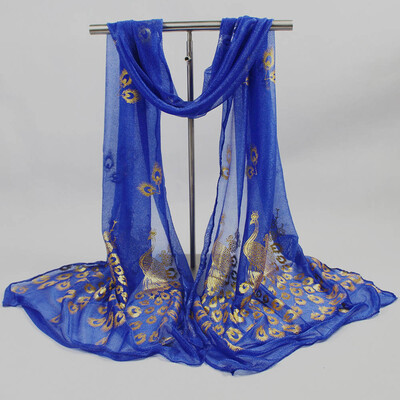 

Gobestart Women Lady Multi-color Peacock Flower Scarf Long Soft Wrap Shawl Stole Pashmina