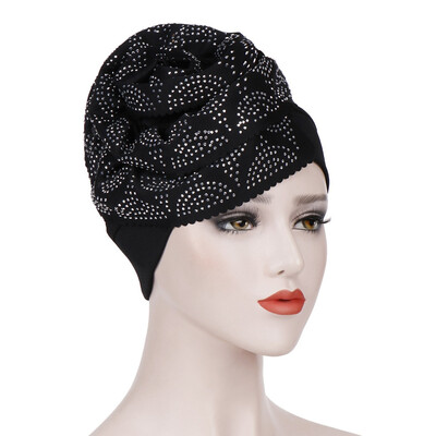 

Fashion Big Flower Women Muslim Hat Turban Scarf Cancer No Hair Chemo Cap Lady
