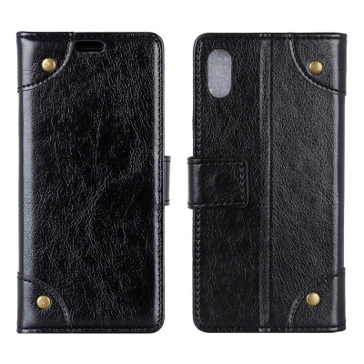 

MOONCASE Apple iPhone XS Copper Buckle Napa Leather Case - Black