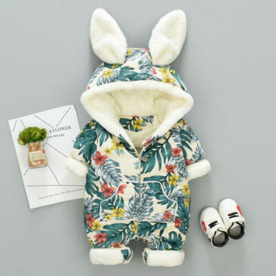 

Thick Warm Infant Newborn Sweater Jumpsuit Hooded Kid Outerwear Baby Rompers