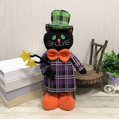 

Halloween Desktop Standing Decor Extensible Cat Witch Ghost Pumpkin Dolls Halloween Home Bar Party Decoration for Kids Gifts