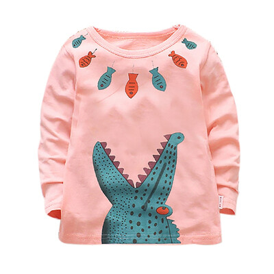 

Autumn Baby Boys Long Sleeve T-Shirts Kids Girls Cartoon Crocodile Printed Tops Tees Casual Blouse T-Shirts