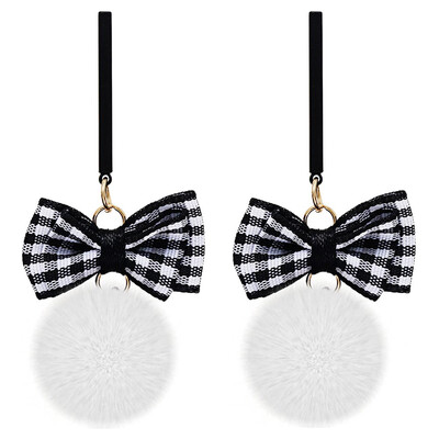 

2019 Striped Bow Fur Ball earring Charm Temperament Cloth Bow Winter Jewelry Ball&Autumn Earring Earrings