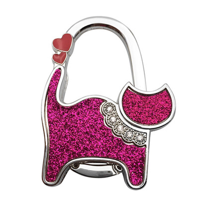 

1Pcs New Mini Cute Cat Women Folding Handbag Bag Table Hook Hanger Holder 2 In 1 Accessory