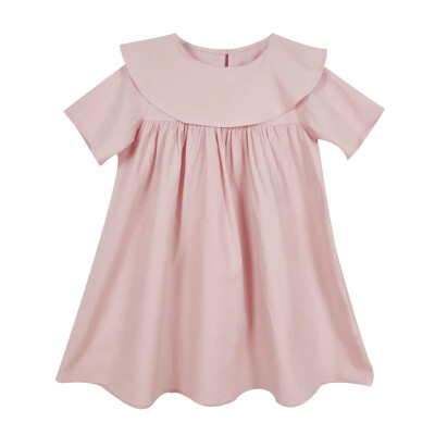 

Summer Children Baby Girls Cute Solid Color Dresses Short Sleeve Button Ruffle Sweet Princess Dress