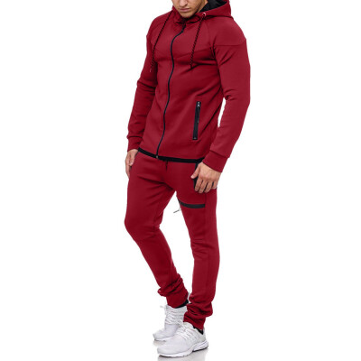 

Toponeto Mens Autumn Winter Patchwork Sweatshirt Top Pants Sets Sports Suit Tracksuit