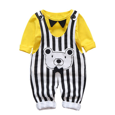 

2019 Autumn Girl Boy Clothing Sets Baby Clothes Suits Infant Lapel T Shirt Smiley Face Strap Jeans Kid Child Clothes