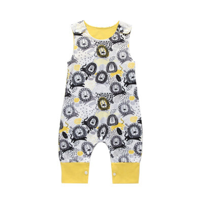 

Infant Baby Rompers Cartoon Printed Sleeveless Rompers Kids Girls Boys Jumpsuit Coverall Newborn Clothes