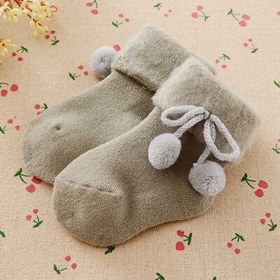 

Unisex Children 1 to 2Years Old Winter Cotton Baby Socks Boys Girls Warm Antiskid Socks Solid Color Toddler