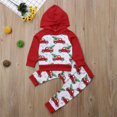 

UK Newborn Infant Baby Boy Girl Christmas Clothes Hooded Top Long Pants Outfit