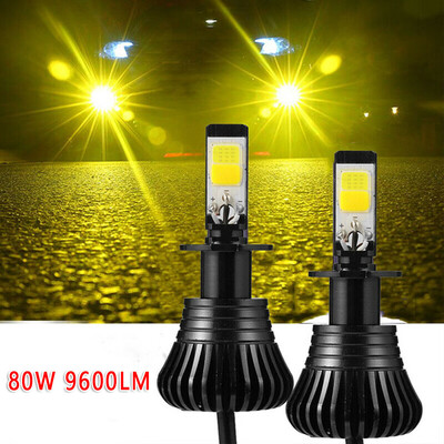 

2x 80W H3 LED Fog Light Driving Bulb 9600LM Dual Color White Yellow 6000K 3000K