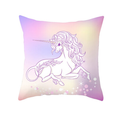 

Cute Rainbow Unicorn Pillow Printed Bed Sofa Cartoon Throw Pillow Case Cushion Cover