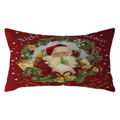 

Tailored Christmas Santa Claus Pillow Case Linen 30x50cm Throw Cushion Cover Home Decor