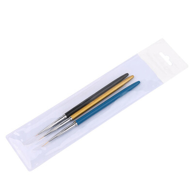 

3Pcs Nail Liner Pen Super Fine Nylon Bristles Metal Handle Painting Drawing UV Gel Liner Manicure Polish Brush Tool