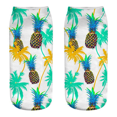 

Summer Women Low Cut Ankle Socks Funny Pineapple 3D Printing Kawaii Socks Cotton Hosiery Printed Socks
