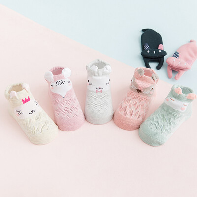 

5 pairs Sets New Baby Cute Cartoon Mesh Breathable Cotton Socks For Baby Boys Girls 0-3 T